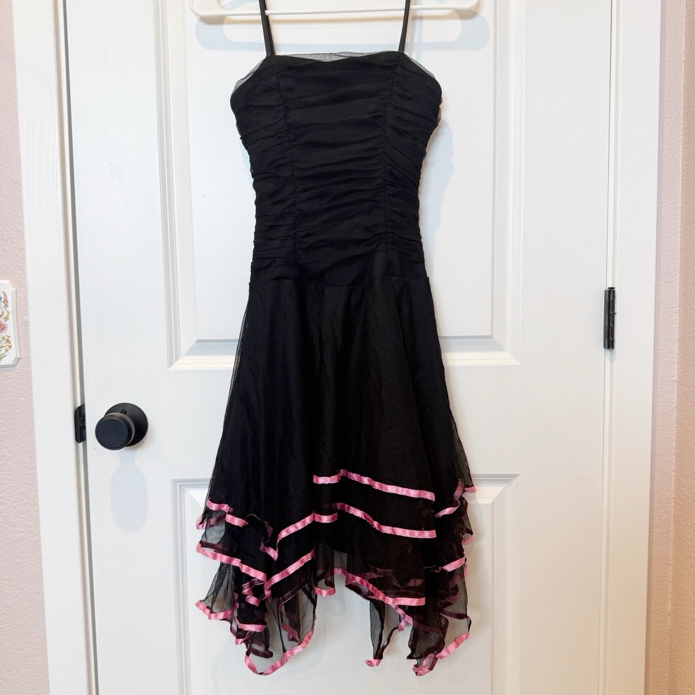 VTG Blondie‎ Nites Y2K Whimsigoth Dress Size 5 Goth Punk Fairy Asymmetric Hem
